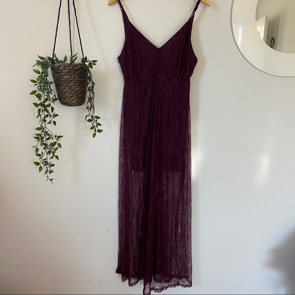 Gorgeous Eggplant Lace Maxi Dress | F21